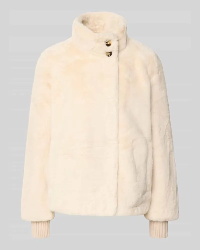COMMA Jacke aus Kunstfell mit Eingrifftaschen Sand