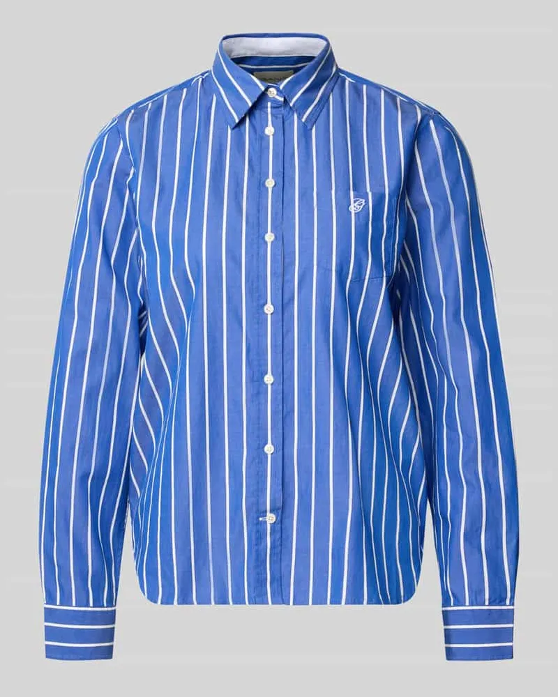 Gant Regular Fit Bluse mit Brusttasche und Label-Stitching Royal