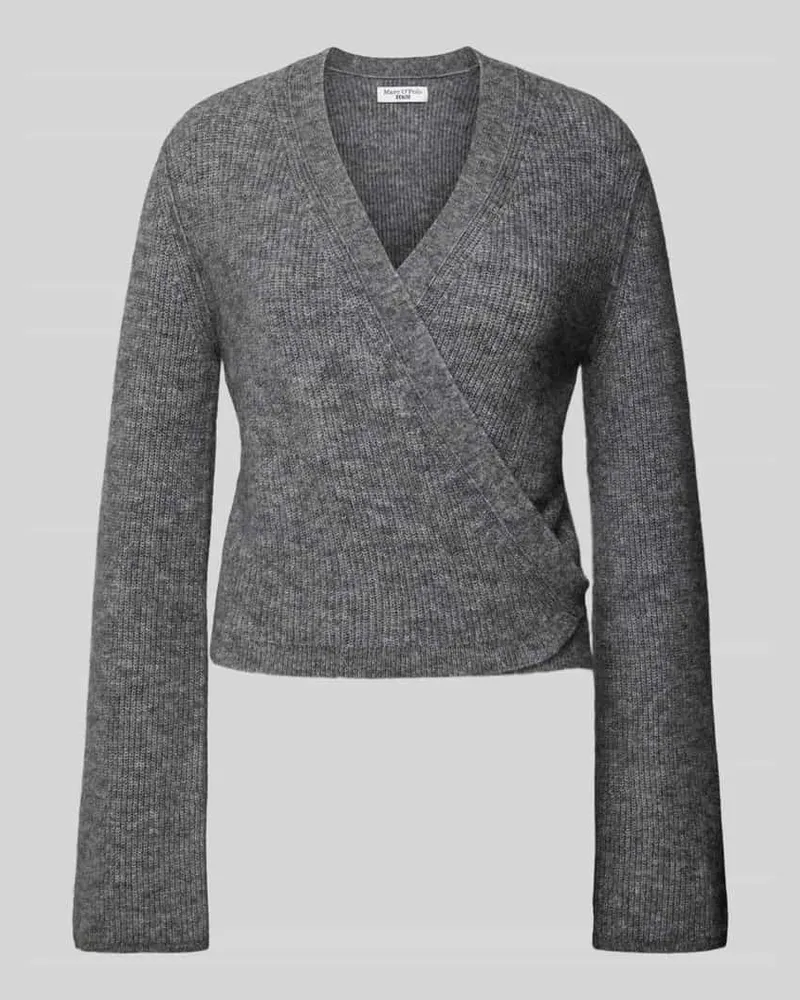 Marc O'Polo Strickpullover in Wickel-Optik Mittelgrau