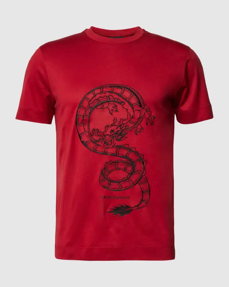 Emporio Armani T-Shirt mit Motiv-Stitching Rot