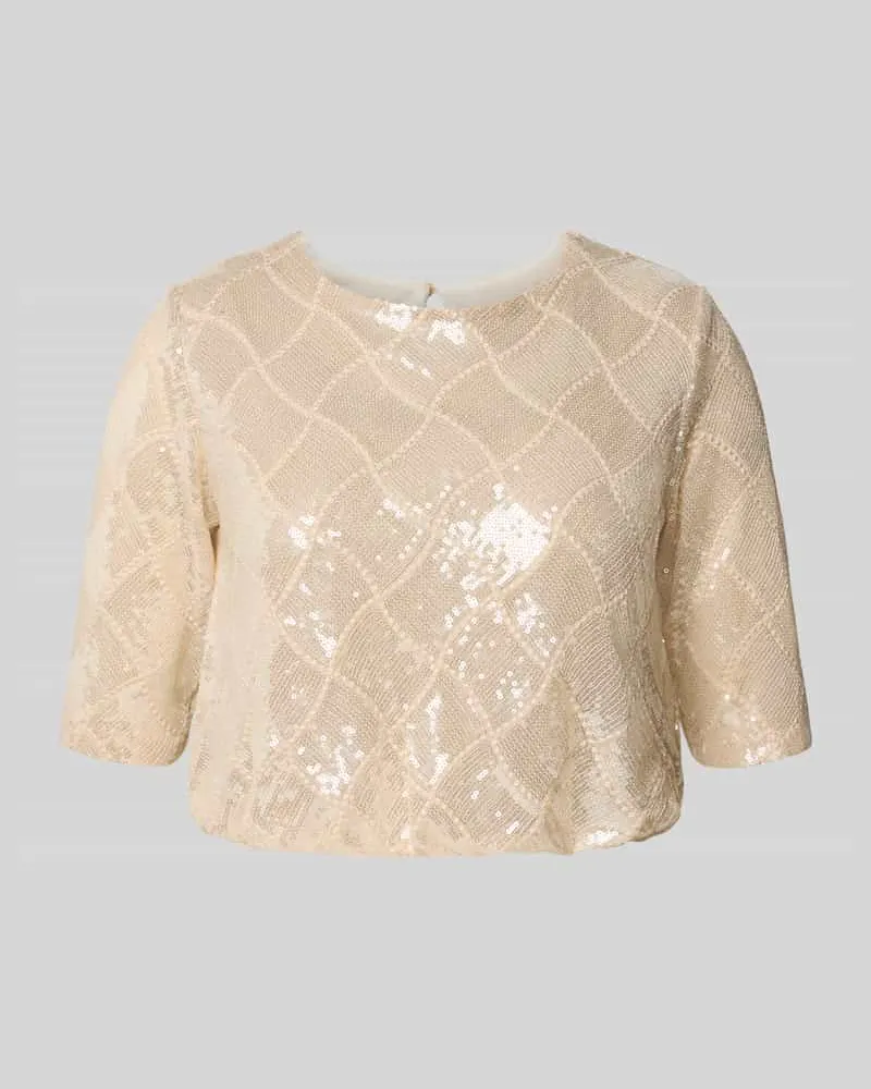 Rinascimento T-Shirt mit Pailletten und 1/2-Arm Beige