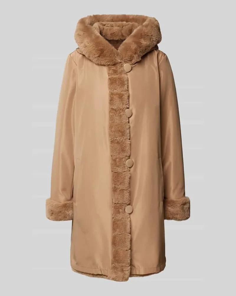 PETITE M. Wendemantel mit Kunstfellbesatz Camel