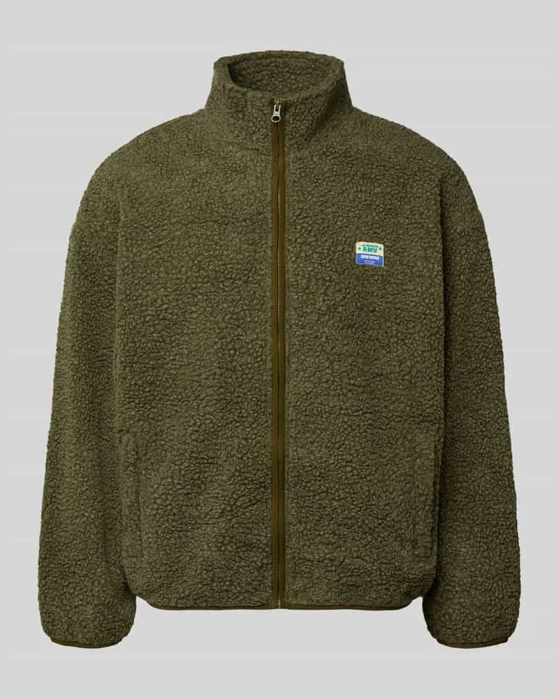 American Vintage Regular Fit Sweatjacke mit Logo-Patch Modell 'HOKTOWN Khaki