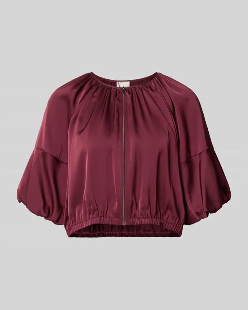 Vera Mont Cropped Jacke aus Satin mit Reißverschluss Dunkelrot