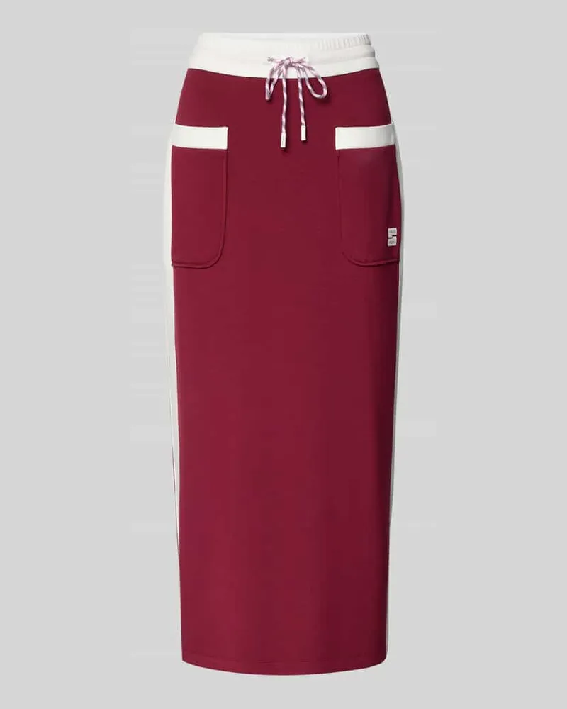 Marc Cain Straight Fit Midirock mit Logo-Print Kirsche