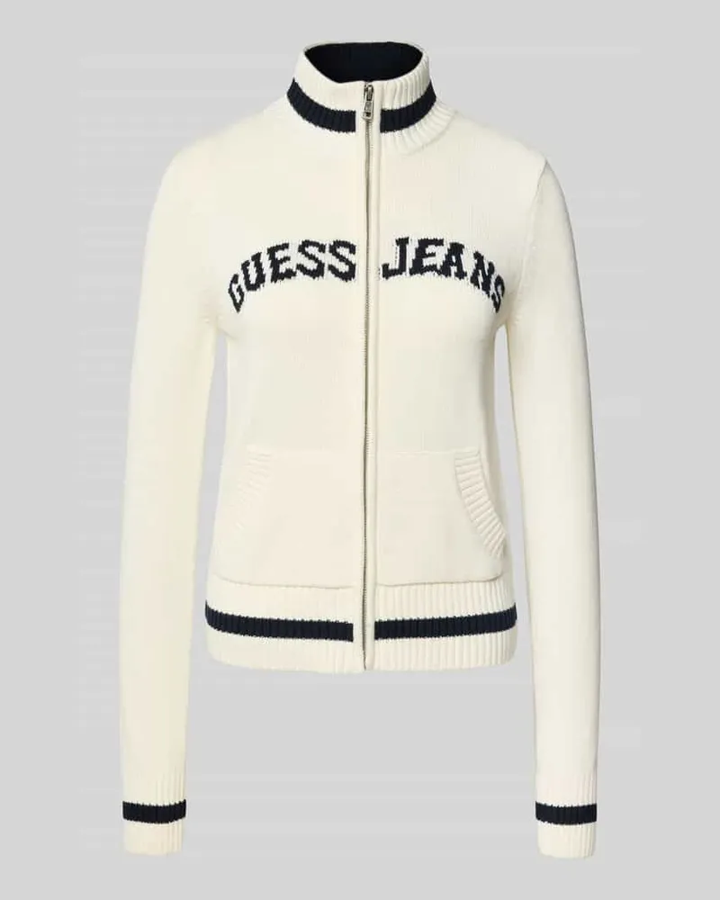 Guess Strickjacke mit Stehkragen Ecru