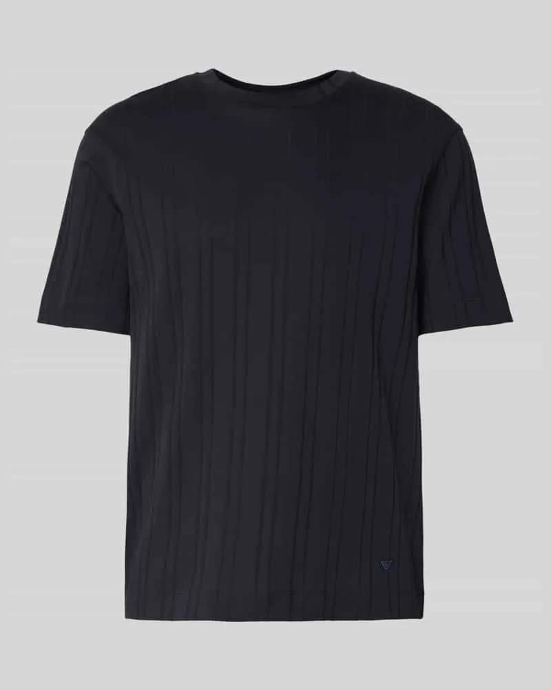 Emporio Armani T-Shirt mit Logo-Stitching und Rundhalsausschnitt Marine