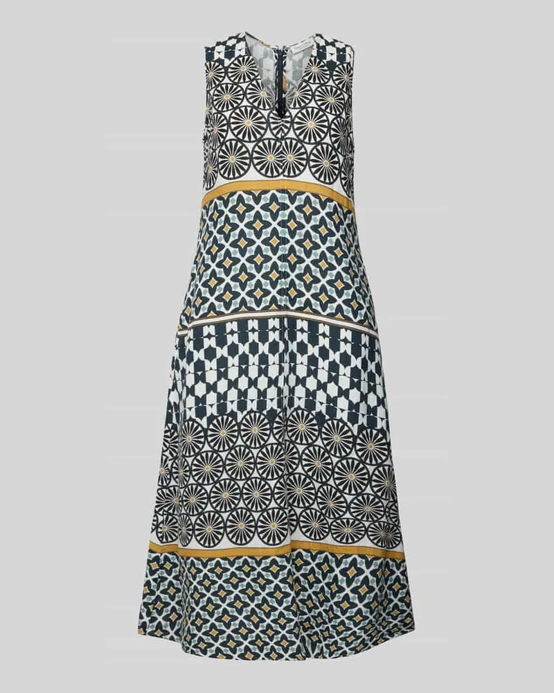 Marc O'Polo A-Linie Leinenkleid mit Allover-Muster Marine