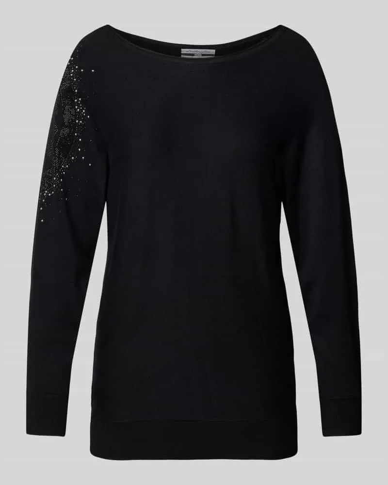 Guess Strickpullover mit Ziersteinbesatz Modell 'LESLIE Black