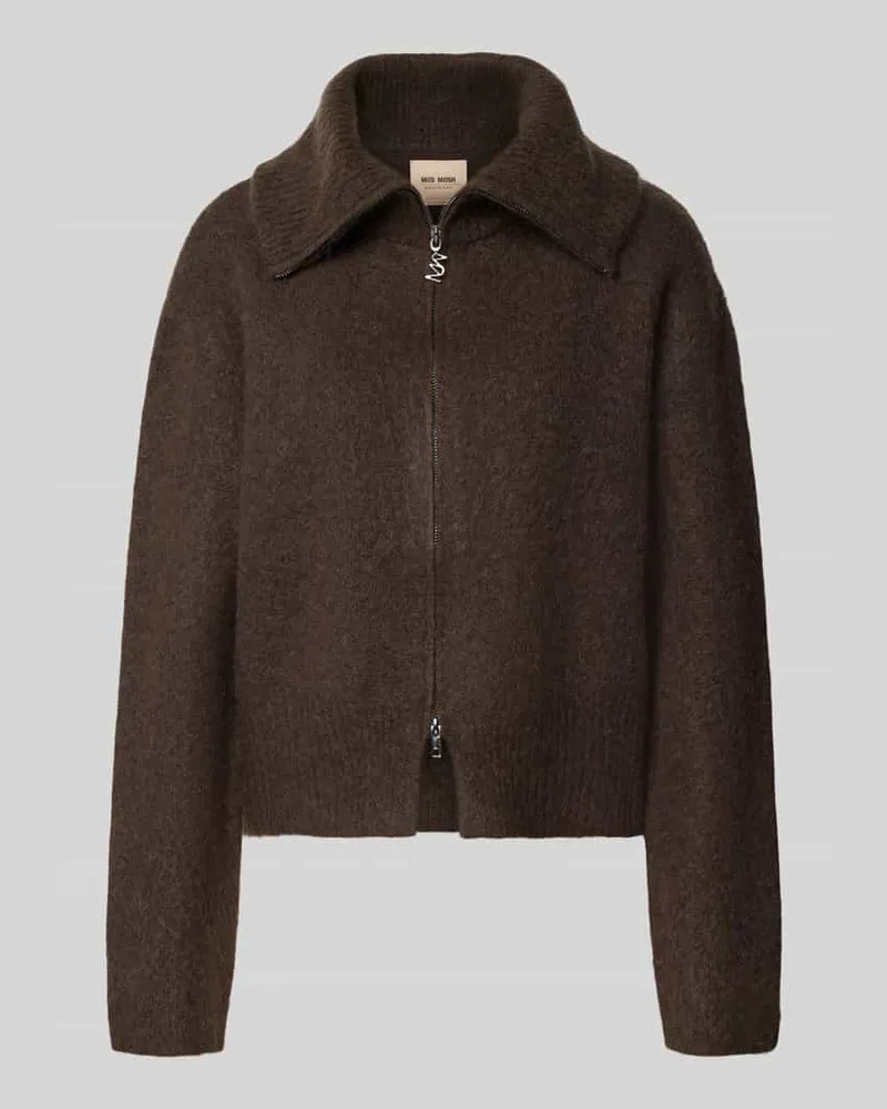 Mos Mosh Strickjacke aus Mohair-Mix mit Label-Detail Modell 'Hulda Dunkelbraun