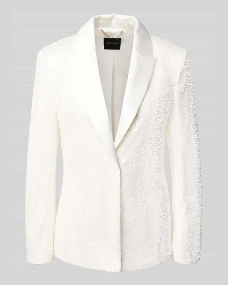Marc Cain Blazer mit Paillettenbesatz und Reverskragen Offwhite