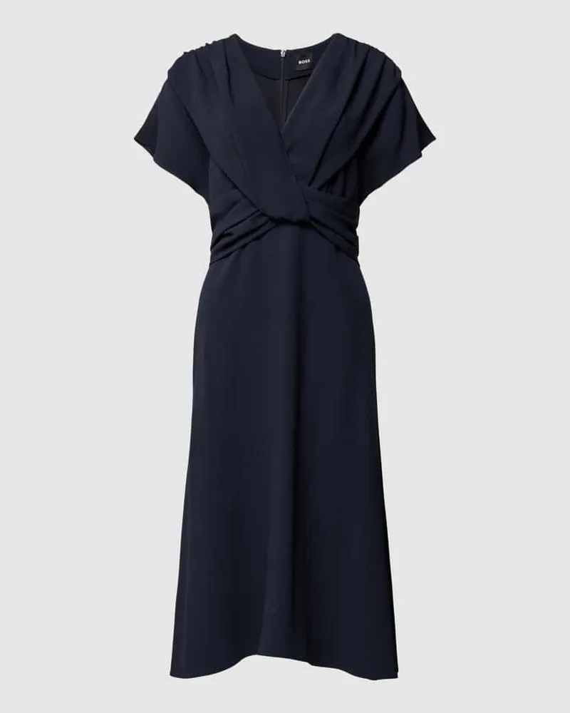 HUGO BOSS Midikleid mit V-Ausschnitt Modell 'Debasa Marine