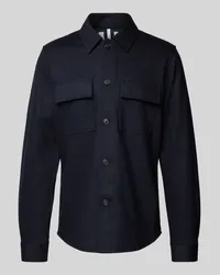 Profuomo Slim Fit Hemdjacke mit Kentkragen Marine