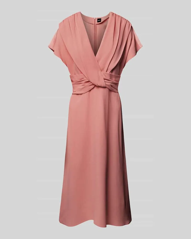 HUGO BOSS Knielanges Kleid mit Knotendetail Modell 'Debasa2 Koralle