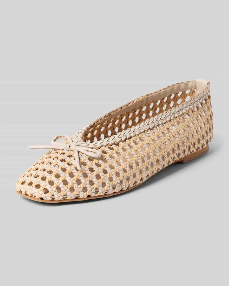 Inuovo Ballerinas aus Leder-Mix in Flecht-Optik Beige