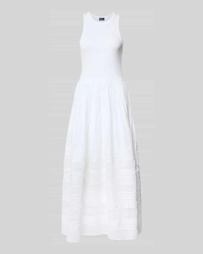 Ralph Lauren Fit and Flare Sommerkleid aus Baumwoll-Mix Weiss