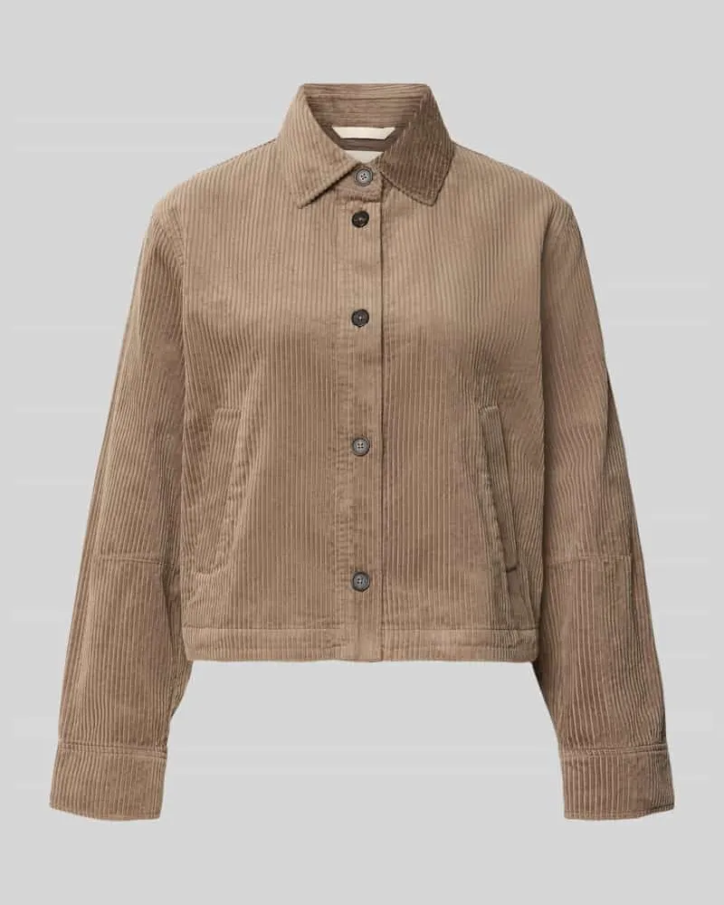 Marc O'Polo Regular Fit Hemdjacke aus reiner Baumwolle Taupe