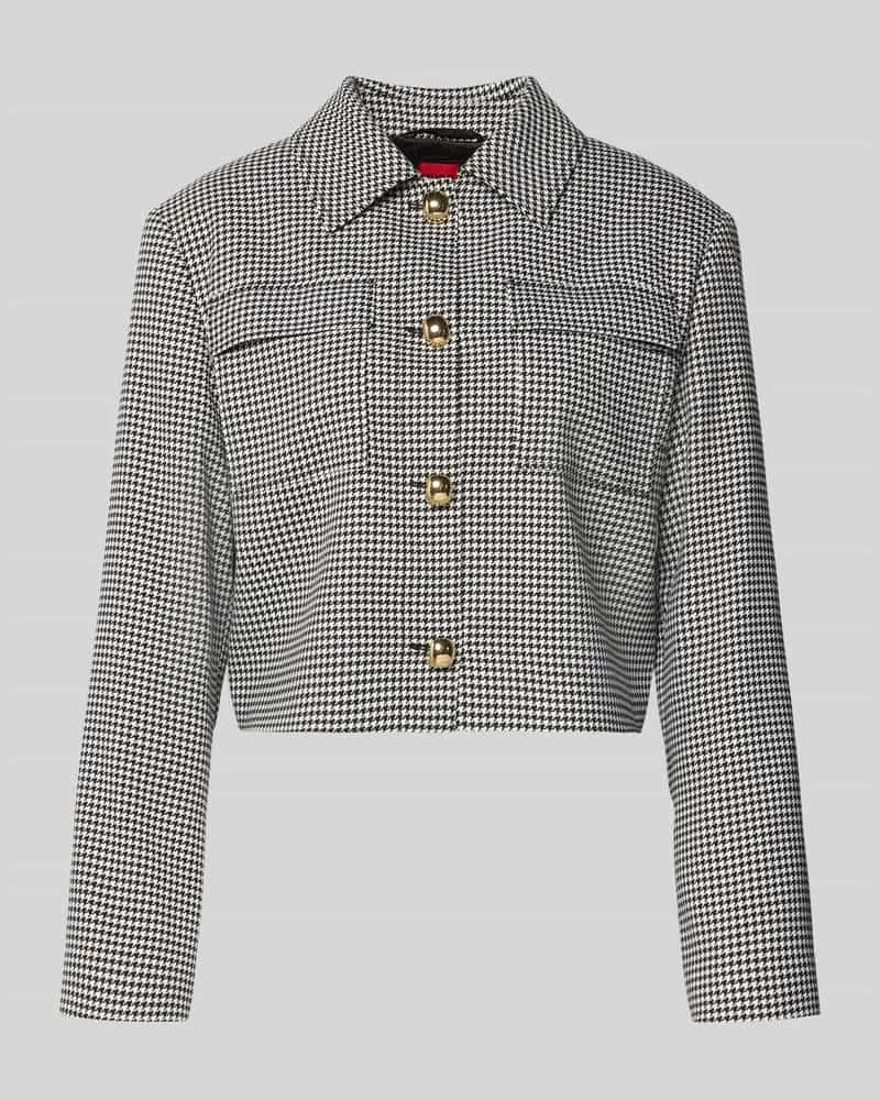 HUGO BOSS Boxy Fit Kurzblazer mit Vichy-Muster Modell 'ALERO-2 Black