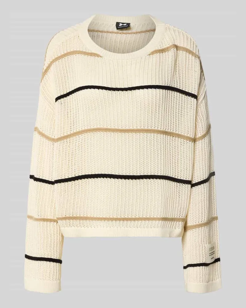 Karo Kauer Oversized Strickpullover mit Label-Detail und Rundhalsausschnitt Offwhite