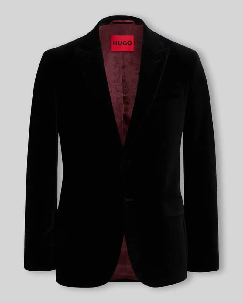 HUGO BOSS Slim Fit Smoking mit Samtstruktur Black