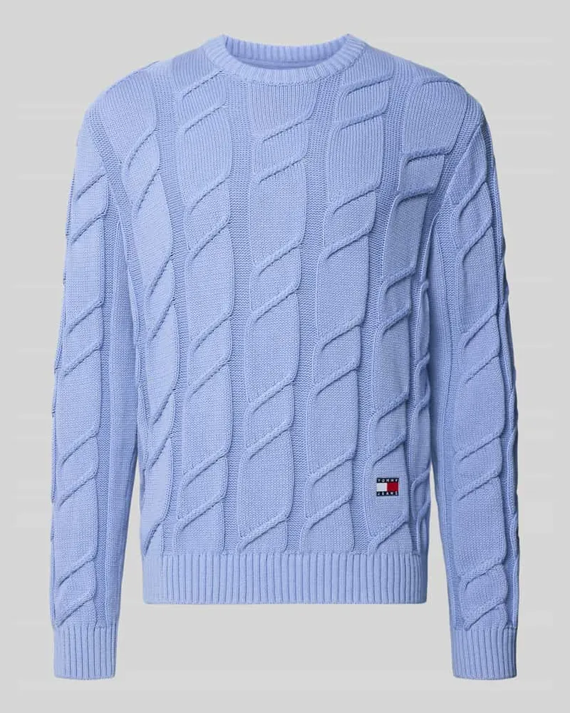 Tommy Hilfiger Regular Fit Strickpullover aus reiner Baumwolle Hellblau