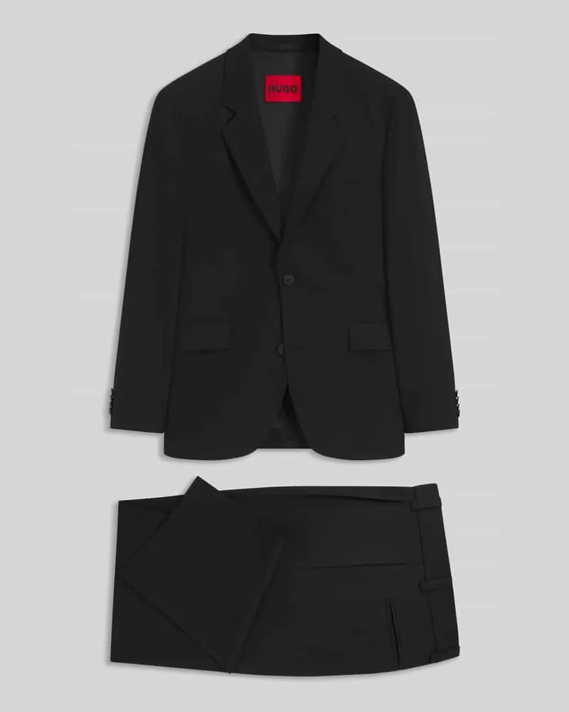 HUGO BOSS Regular Fit Anzug mit Viskose-Anteil Modell 'Karlo-Flips251 Black