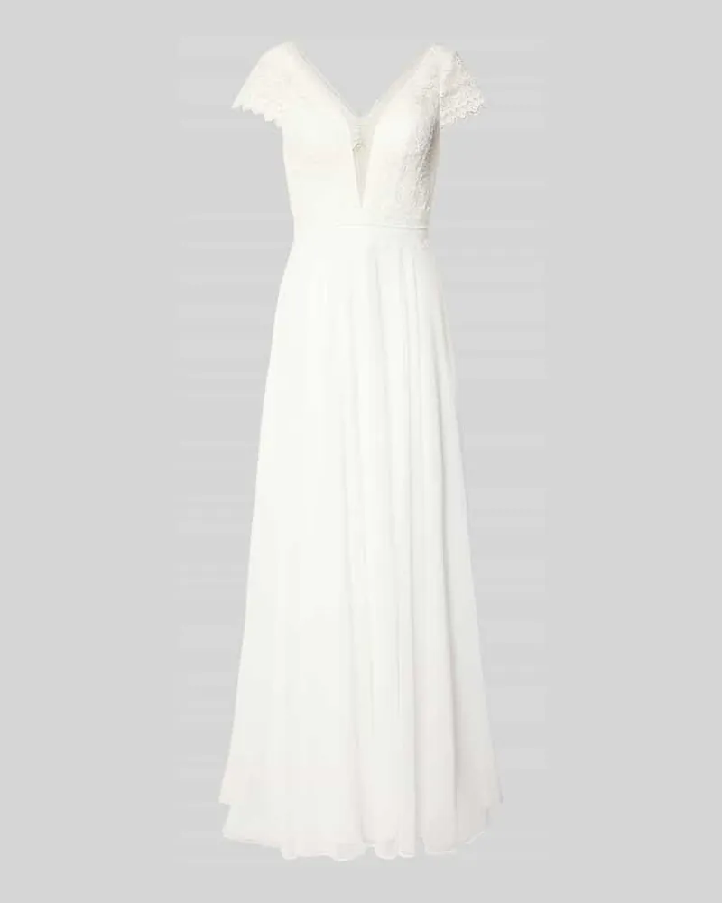 LUXUAR Brautkleid mit V-Ausschnitt Offwhite