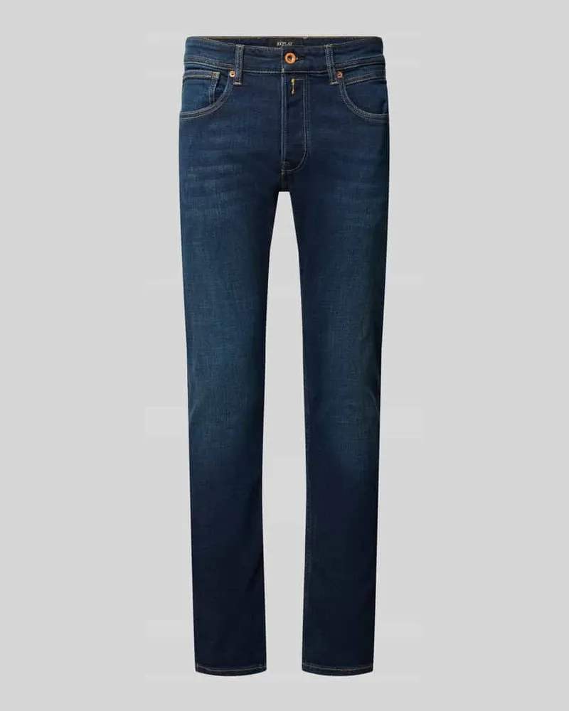 Replay Slim Fit Jeans aus elastischem Baumwoll-Mix Modell 'Grover Jeansblau