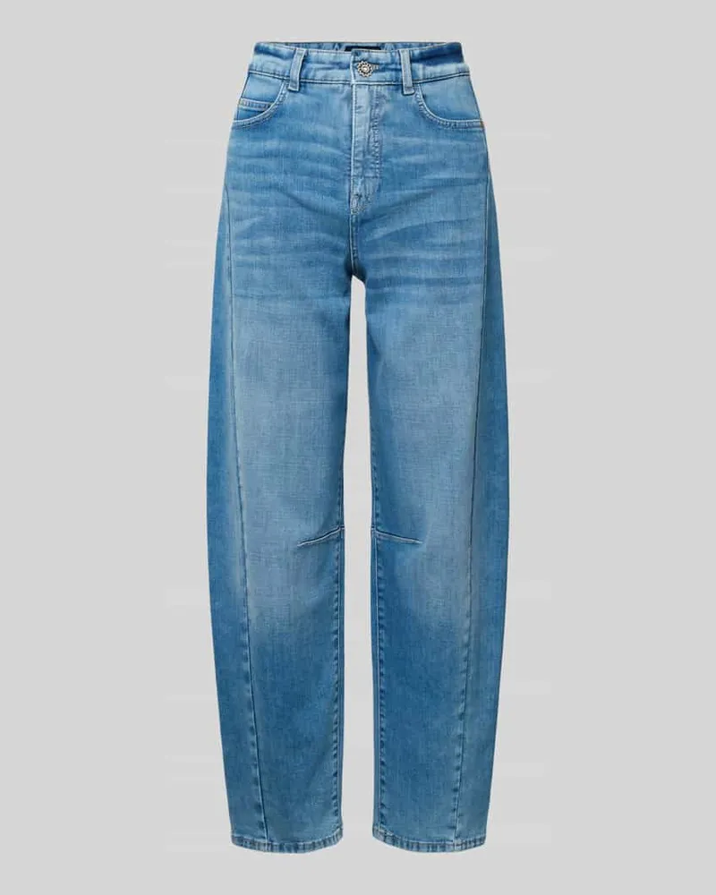 Marc Cain Relaxed Fit High Waist Jeans mit Teilungsnähten Marine