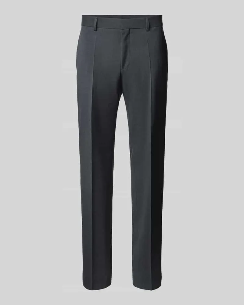 HUGO BOSS Regular Fit Anzughose mit Bügelfalten Modell 'Lenon Anthrazit