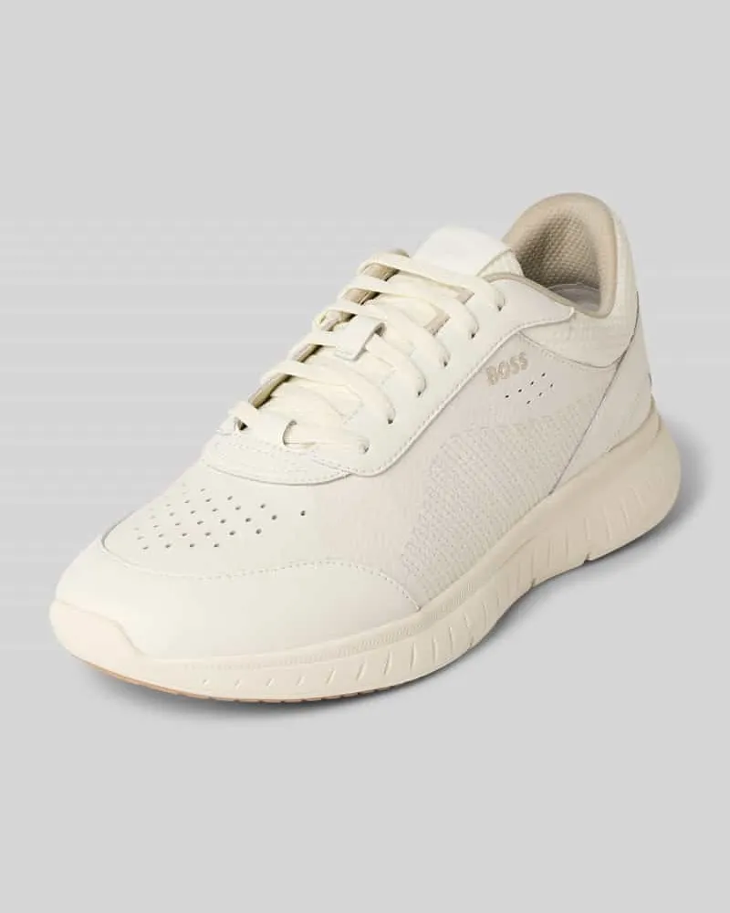 HUGO BOSS Low Top Sneaker aus beschichtetem Leder Modell 'TITANIS RUNN Weiss