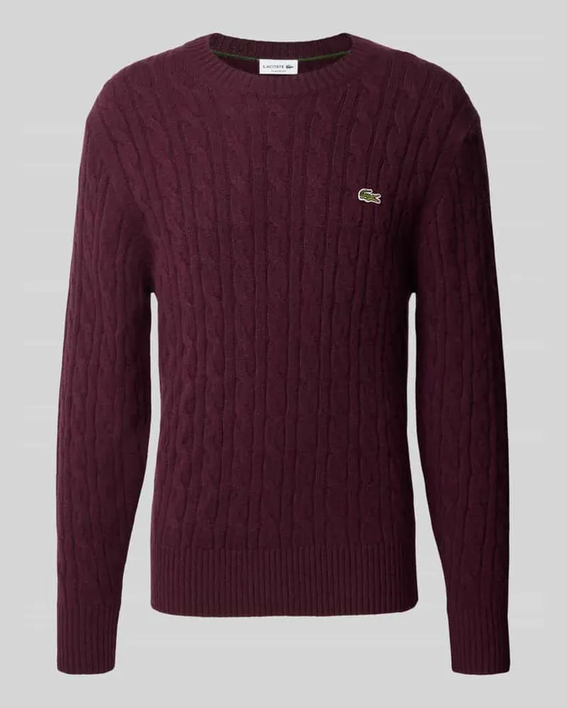 Lacoste Regular Fit Pullover aus reiner Wolle Bordeaux