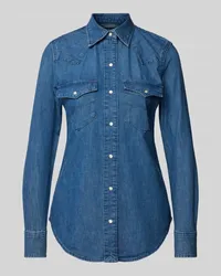 Ralph Lauren Jeansbluse mit durchgehender Druckknopfleiste Modell 'LAUREN Jeansblau