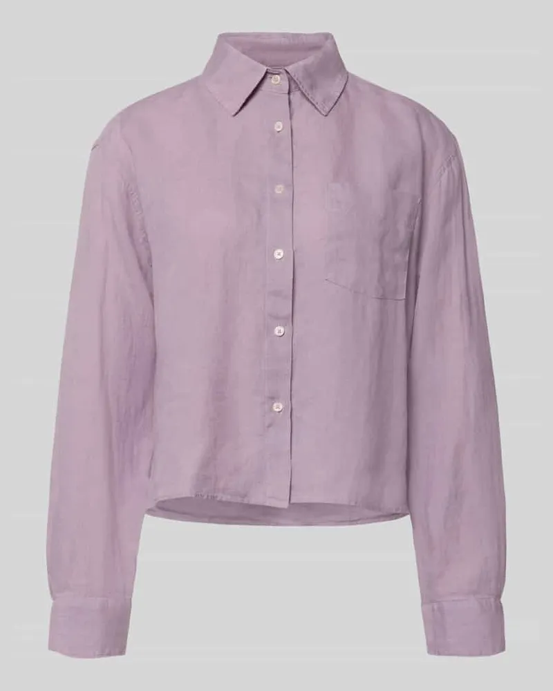 Marc O'Polo Relaxed Fit Hemdbluse aus reinem Leinen Flieder