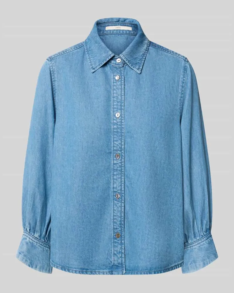 Lanius Regular Fit Hemdbluse aus reinem Lyocell in Denim-Optik Jeansblau