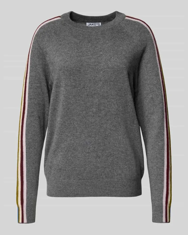 JAKE*S Strickpullover aus Kaschmir mit Kontraststreifen Dunkelgrau