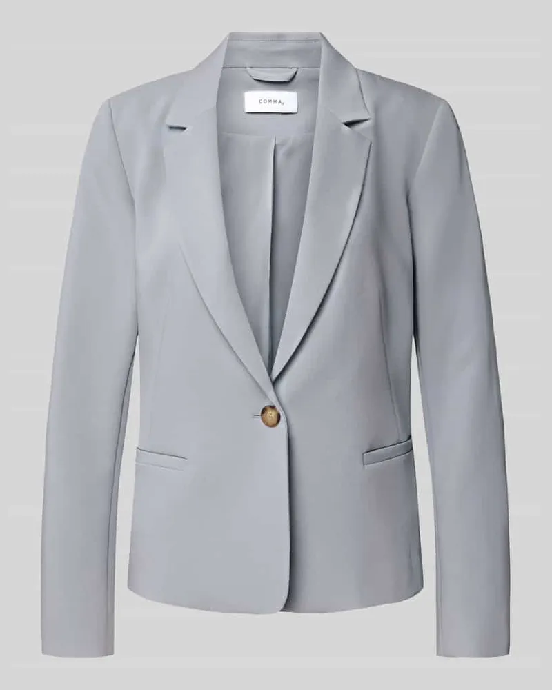 COMMA Regular Fit Blazer mit Reverskragen und Paspeltaschen Rauchblau