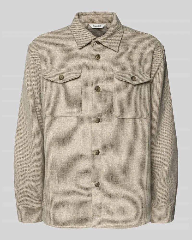 Selected Homme Regular Fit Hemdjacke mit Woll-Anteil Modell 'LOSEPABLO Sand