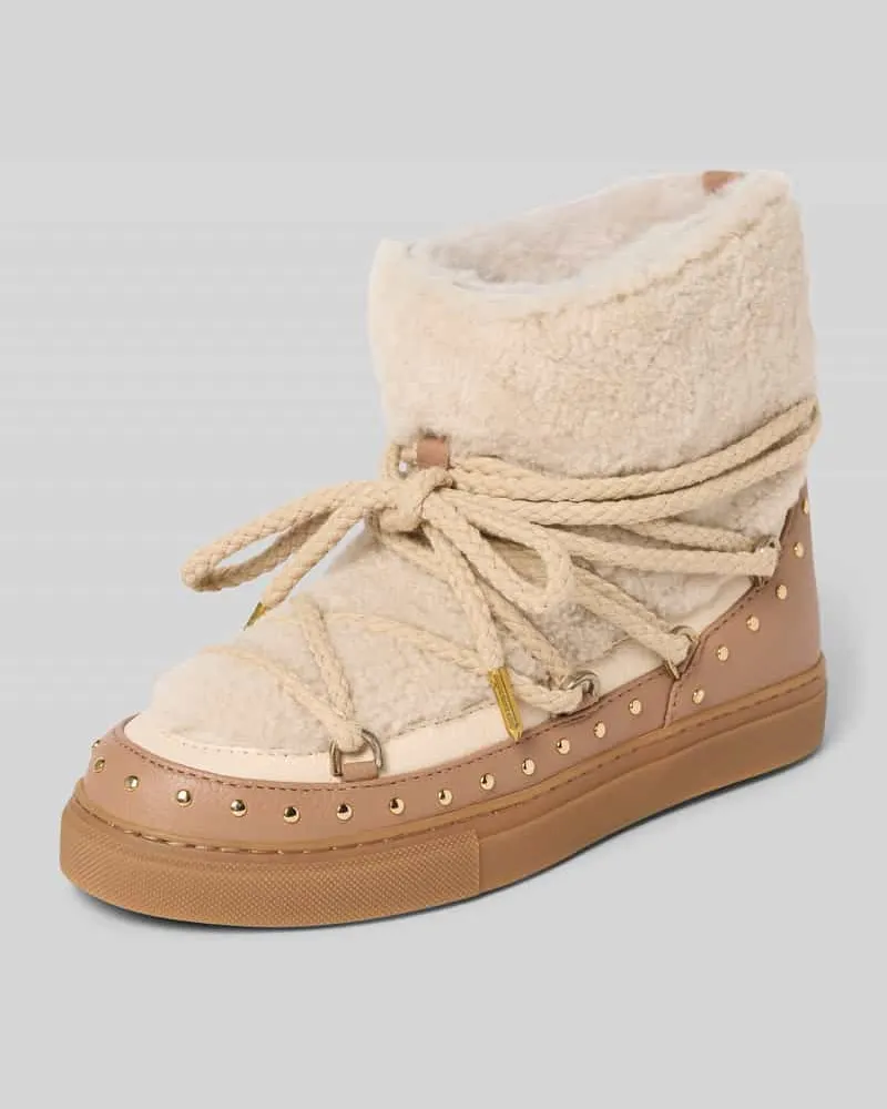 INUIKII Snow Boots aus Leder mit Teddyfell Modell 'CURLY ROCK Beige