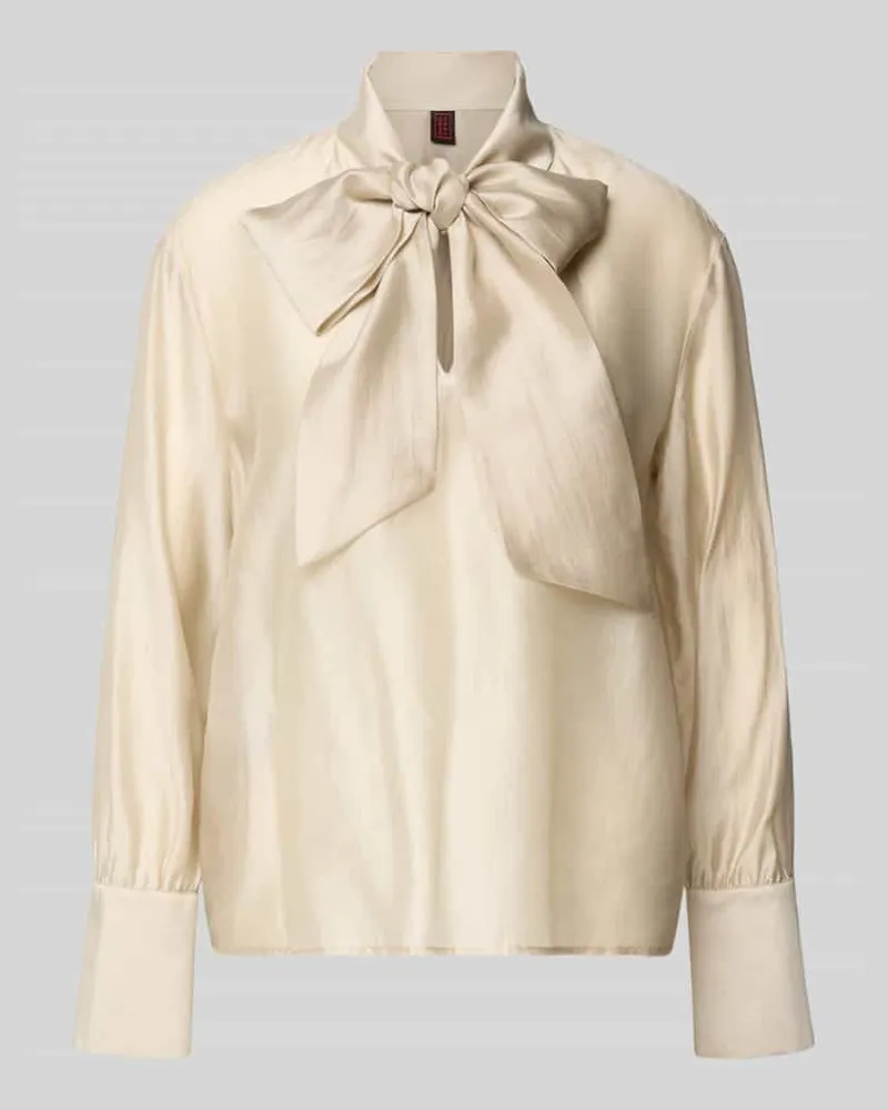 Stefanel Schluppenbluse aus Lyocell-Mix Modell 'BOW SHIRT Beige