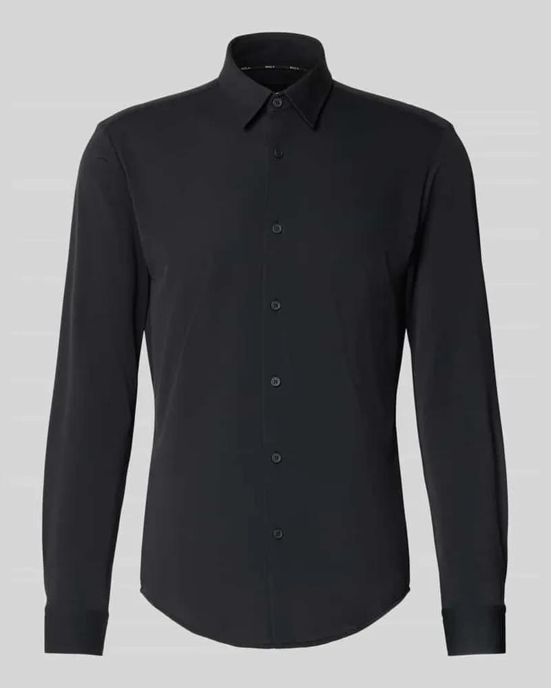 HUGO BOSS Slim Fit Businesshemd mit Kentkragen Modell 'ROAN Black