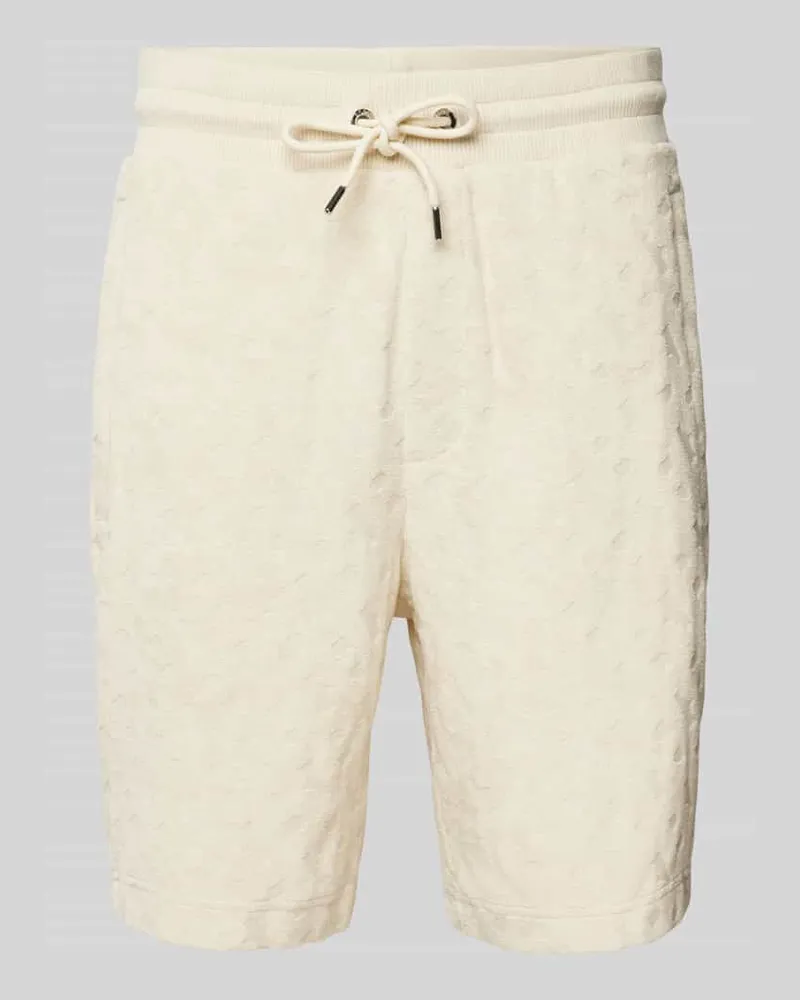 HUGO BOSS Regular Fit Bermudas mit Strukturmuster Modell 'Lamson Offwhite
