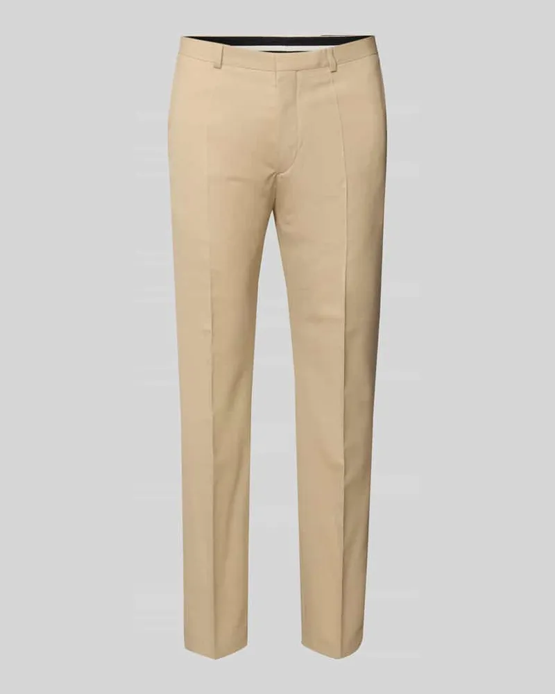 HUGO BOSS Slim Fit Anzughose mit Bundfalten Modell 'Hesten232X Beige
