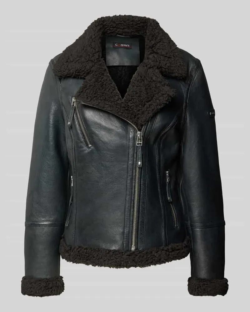 CABRINI Lederjacke mit Reißverschlusstaschen Black