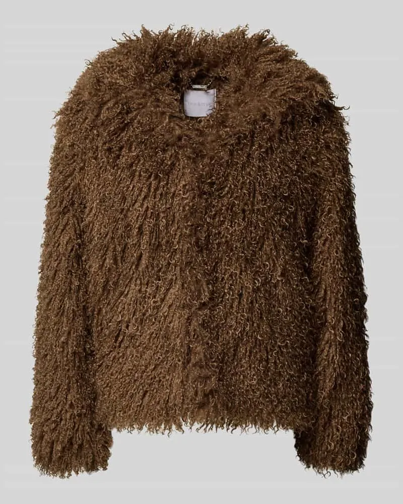 Rich&Royal Jacke aus Kunstfell mit Umlegekragen Dunkelbraun