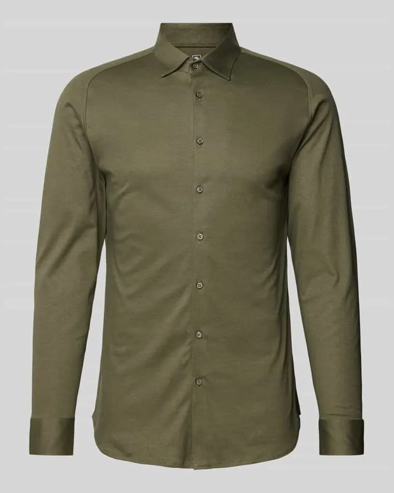 DESOTO Slim Fit Businesshemd aus Baumwolle Dunkelgruen