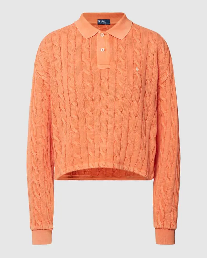 Ralph Lauren Strickpullover mit Zopfmuster Modell 'POLO Orange