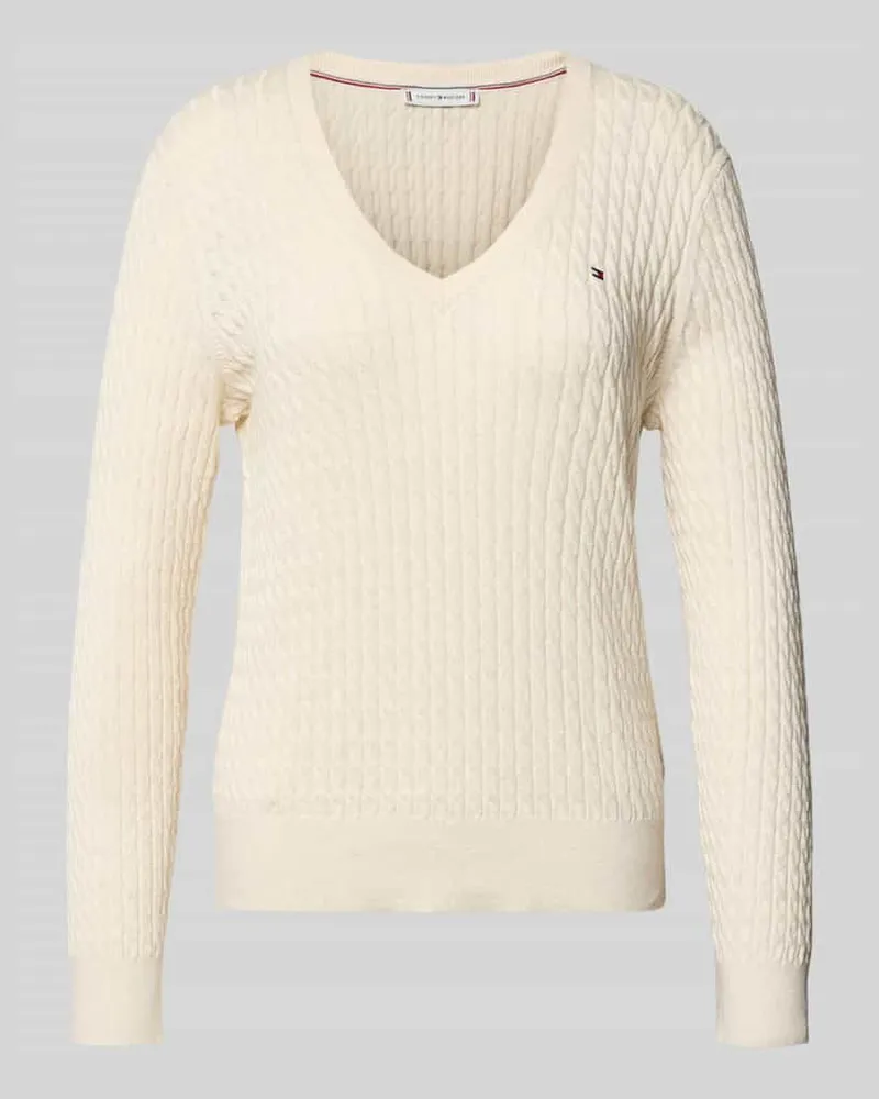 Tommy Hilfiger Regular Fit Strickpullover aus reiner Baumwolle Weiss
