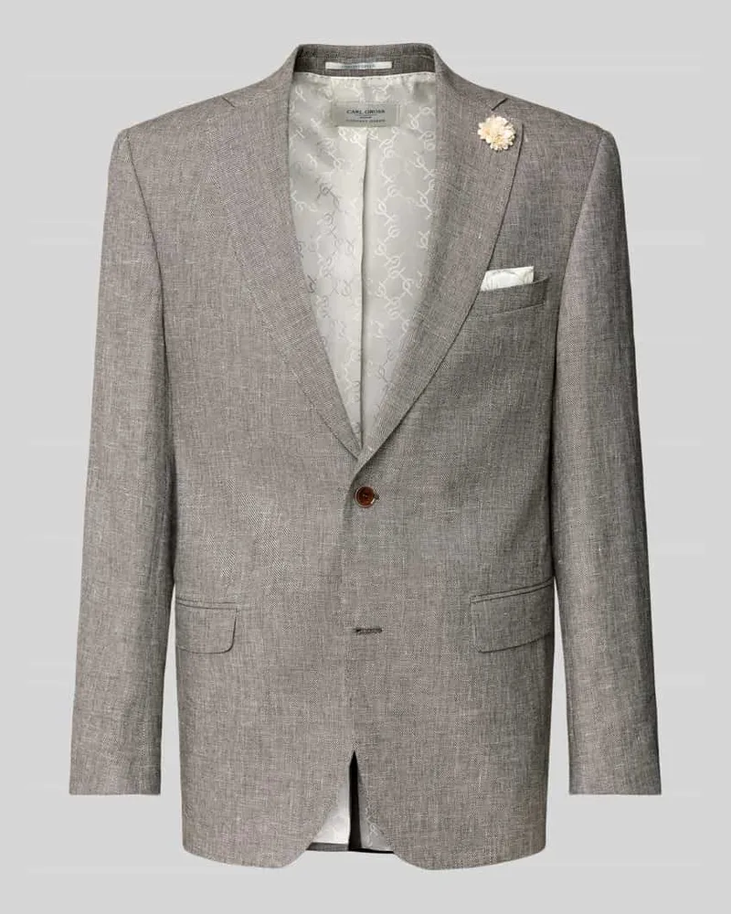 Carl Gross Regular Fit Anzugsakko aus hochwertigem Leinen-Mix Modell 'TANNON Mittelbraun
