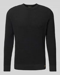 Superdry. Strickpullover mit Strukturmuster und Rundhalsausschnitt Black